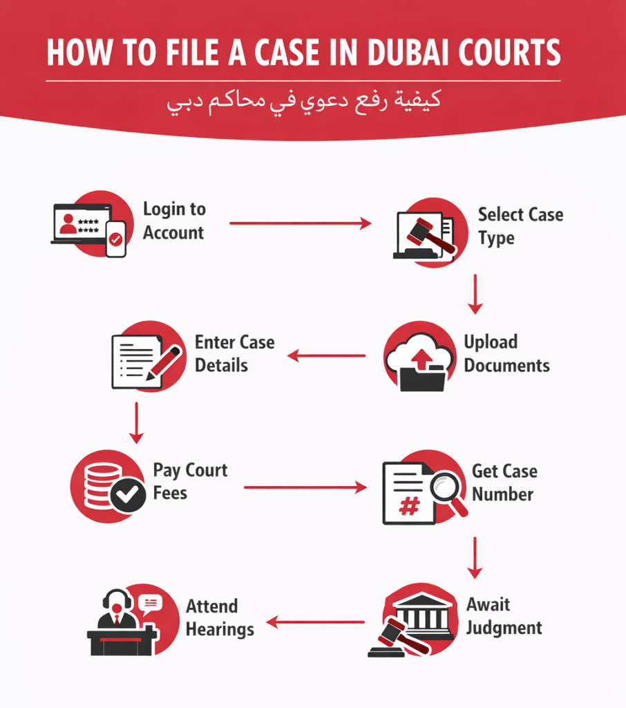 كيفية رفع دعوى في محاكم دبي