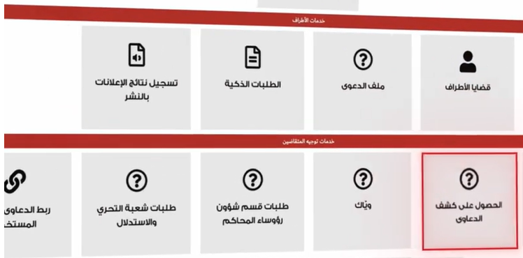 الحصول على كشف الدعاوى
