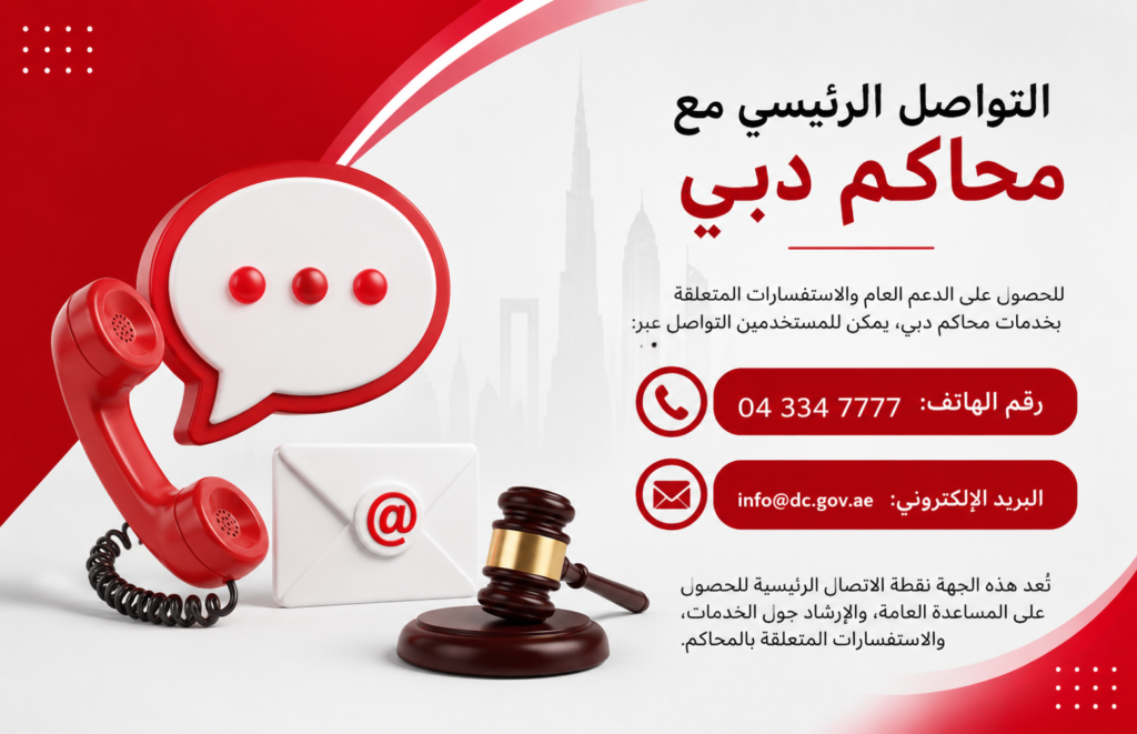 التواصل الرئيسي مع محاكم دبي