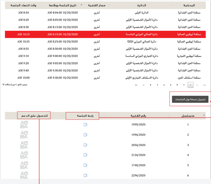 مراجعة وفرز وتصفية قائمة الجلسات